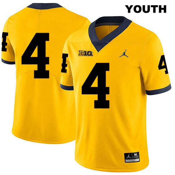 Youth NCAA Michigan Wolverines Michael Danna #4 No Name Yellow Jordan Brand Authentic Stitched Legend Football College Jersey ZJ25T26ED